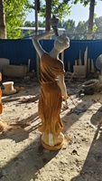 Statue en marbre grandeur nature avec lampe, statues en marbre naturel avec base ronde, statue de femme sexy en marbre