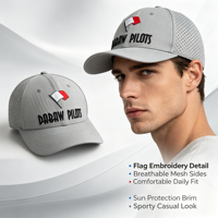 Casquette de baseball personnalisée avec logo de drapeau découpé au laser, respirante, perforée, structurée, pour les sports de plein air, gris clair, broderie 3D