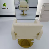 Fauteuil de Barbier Ergonomique Moderne avec Relevage Hydraulique, Siège en Cuir Pivotant à 360°, Cadre Métallique pour Salon de Coiffure et Spa