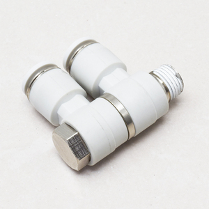 Raccord pneumatique rotatif à trois voies, coude mâle universel <span class=keywords><strong>double</strong></span>, série PHW, <span class=keywords><strong>type</strong></span> F plaqué, 4 6 8 10 12 mm - Product Image 4
