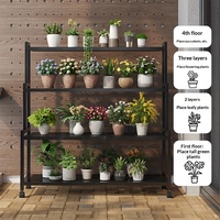 Nouveau support à fleurs pour balcon, étagère en fer multi-niveaux de type échelle, présentoir sur pied mobile pour pots de fleurs succulentes