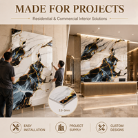 Panneau mural en PVC effet marbre brillant UV 2,5-3 mm, design noir, blanc, or pour décoration murale intérieure, vente en gros d'usine
