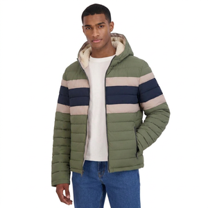 Customizable <b>Canvas</b> Men's Puffer <b>Jacket</b> with Stand Collar Custom Color & Front Logo OEM Service for Winter Season - Product Image 1
