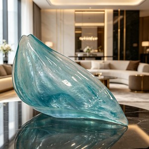 CP014 Abstract Weather Proof Clear Resin Sculpture Polyresin Split Open Splash Wave Art Decor for Villa <strong>Hall</strong> Five <strong>Star</strong> Hotel - Product Image 4