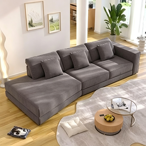 Modern L-Shape Fabric Sectional <b>Sofa</b> With <b>Cushion</b> Back And Square Arms Living Room Modular Furniture <b>Set</b> - Product Image 2