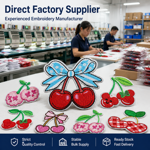 Lot de patchs brodés cerises à thermocoller ou à coudre, appliques mignonnes en forme de fruits pour vêtements, vestes, sacs, décoration DIY - Product Image 6