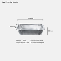 Boîte rectangulaire jetable en aluminium avec couvercle pour la restauration rapide à emporter, écologique, qualité alimentaire