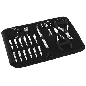 Hair Extension Tools kit Nano Link Beads Plies also 2pcs Sew in C Type Needle 12pcs Sectioning <b>Clips</b> scissor loop & <b>hook</b> tool - Product Image 1