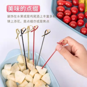 Brochetas de bambú de 3 mm de grosor, desechables, para fiestas, diseño de nudo floral - Product Image 3