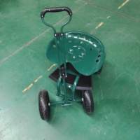 Chariot de jardinage robuste à quatre roues en acier avec siège rotatif à 360 degrés, vente en gros du fabricant