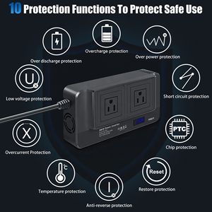 200Wカーパワーインバーター12VDCから110VACコンバーターシガレットライタープラグアダプター<span class=keywords><strong>2</strong></span> AC電源コンセント4 USBポート急速充電器 - Product Image 3