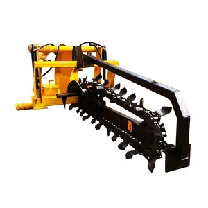 Chain type trenching machine for trenching soil roads for cable laying