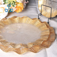 Assiettes de présentation en verre floral vert de luxe, vaisselle durable pour les dîners, assiettes élégantes pour les mariages, ensembles d'assiettes