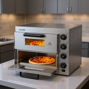 Horno de Pizza de Doble Plataforma Vevor de 16 Pulgadas, de Acero Inoxidable, con Control Mecánico Eléctrico, para Hornear Pizza en Interiores - Product Image 2