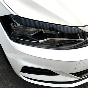 Headlight Eyebrow Decal Piano Black Carbon Fiber Texture For Volkswagen Polo 2019+ Exterior Modification - Product Image 2