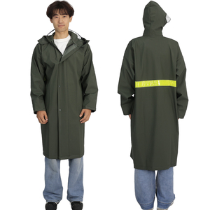 Imperméable long unisexe en PVC pour l'extérieur, avec capuche, taille unique, imperméable et coupe-vent, pour la construction, l'agriculture, la pêche - Product Image 1