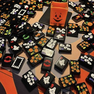 Halloween Themed Luxury Mahjong Set with Folding Metal Legs <b>Plastic</b> Mahjong <b>Tiles</b> for 4 Players in Stock Clearance - Product Image 5