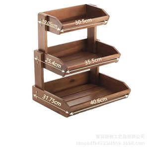 Cesta de frutas de teca de doble capa apilable para uso en la cocina del hogar - Product Image 5