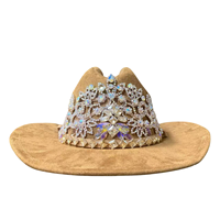 Chapeaux de cowboy en daim camel personnalisés en gros avec strass pour femmes, parfaits pour les festivals de musique country et les fêtes