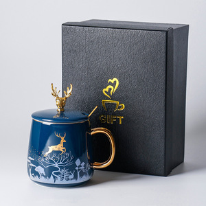 Ensemble cadeau <span class=keywords><strong>de</strong></span> Noël chaud ensemble <span class=keywords><strong>de</strong></span> tasses 300ml en céramique wapiti ensemble <span class=keywords><strong>de</strong></span> tasses <span class=keywords><strong>de</strong></span> Noël couvercle <span class=keywords><strong>de</strong></span> <span class=keywords><strong>tasse</strong></span> à café et cuillère <span class=keywords><strong>tasse</strong></span> à thé boîte-cadeau pour le bureau à domicile - Product Image 6