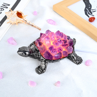 Lampe en cristal de tortue en améthyste et citrine naturelle en gros, veilleuse USB en pierre de cristal pour la décoration intérieure