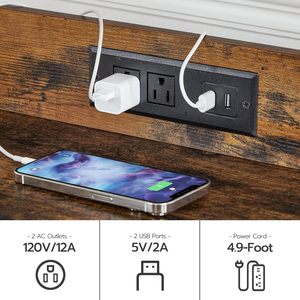 SENYU - Estantería de Almacenamiento Industrial de Madera y Metal de Múltiples Niveles, Mueble Auxiliar con Asiento Acolchado y Puerto de Carga USB - Product Image 3