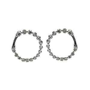 Boucles d'oreilles minimalistes en or blanc 18 carats avec diamants naturels, cercle ouvert géométrique, serti à griffes partagées, fabricant direct de Chine - Product Image 1