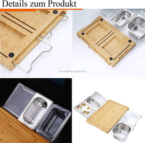 Tagliere da cucina tagliere da <span class=keywords><strong>lavoro</strong></span> con vassoio antigoccia vassoio antigoccia in bambù organico in acciaio inossidabile - Product Image 4