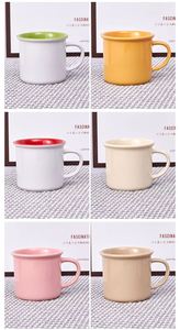 Juego de 6 Tazas de Porcelana Retro para Beber Agua, Coloridas y Gruesas, para Café, Té, Leche, Cacao, Amarillo Claro, Regalo Promocional - Product Image 4