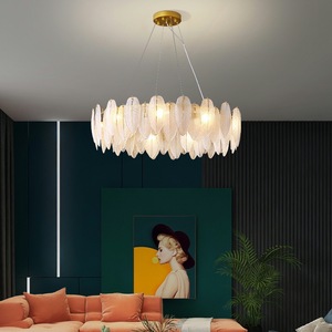 Luminaire suspendu moderne minimaliste de style français, chambre à coucher, lustre en verre simple moderne, plumes - Product Image 6