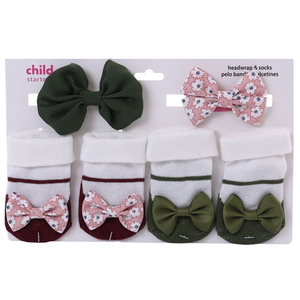 Calcetines para recién nacidos, regalos para bebés, lazo bonito para niños, accesorios florales de algodón, calcetines para niños pequeños, conjunto de diadema - Product Image 1