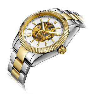 <span class=keywords><strong>Oro</strong></span> di Lusso In <span class=keywords><strong>Acciaio</strong></span> Inox <span class=keywords><strong>Orologio</strong></span> Meccanico per la Vigilanza <span class=keywords><strong>Uomo</strong></span> - Product Image 3