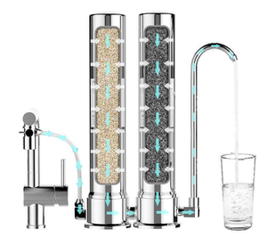 Système de filtration d'eau pour comptoir sans perçage, installation instantanée DIY, purificateur double étage en acier inoxydable 304 pour locataires, purificateur d'eau de comptoir - Product Image 3