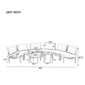 Ensemble de canapés modulaires d'extérieur en rotin tressé PE beige, 8 pièces, moderne, pour jardin et terrasse, en forme de demi-<span class=keywords><strong>lune</strong></span> - Product Image 5