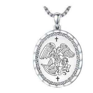 Acero inoxidable religioso <span class=keywords><strong>Azrael</strong></span> Gabriel Raphael Uriel Michael Arcángel Ángel ala medalla collar de acero inoxidable joyería - Product Image 5