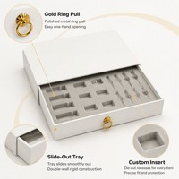 Boîte cadeau rigide personnalisée blanche avec tiroir coulissant, anneau de traction doré et insert en EVA pour parfum et sérum – Vente en gros