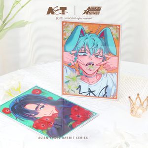 Yjacuing Alien Stage Rabbit Series Plaque d'art en acrylique 6,5 x 4,7 pouces, figurine anime scintillante officielle, objet décoratif <span class=keywords><strong>de</strong></span> <span class=keywords><strong>table</strong></span> Alnst - Product Image 5