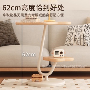 Wooden Round Coffee <b>Table</b> With Shelf For Living Room And Bedroom <b>Small</b> Apartment Use - Product Image 3