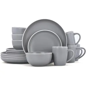 Piatto da pranzo in stile europeo set da tavola per la casa set di stoviglie in ceramica per piatti fatti a mano da 8 e 4