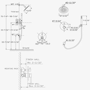 Hiện đại chải vàng vòi hoa sen vòi hệ thống với cao pressurethermostatic mưa vòi hoa sen đầu và Brass tay Mixer cơ thể và TRIM Set - Product Image 6