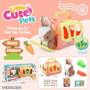 Bán Buôn Tùy Chỉnh Kawaii Dễ Thương Bé Nhồi Bông Bunny Động Vật Thực Tế Đồ Chơi Sang Trọng Thỏ Giả Vờ Chơi Pet Tương Tác Cho Ăn Với Lồng - Product Image 2