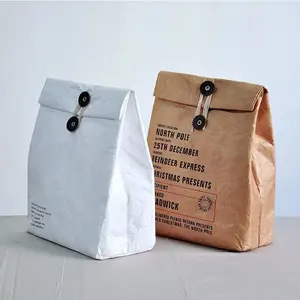 Venta al por mayor logotipo personalizado impermeable térmico lavable congelable Dupont aislado papel Tyvek bolsa nevera para el almuerzo para niños adultos