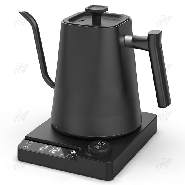 Gooseneck 220v Hand Punched Coffee Pot Black Instant Heating Temperature Control 1000ml Coffee Kettle