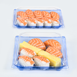 <strong>7</strong> <strong>Inch</strong> Square Blue Sushi to Go <strong>Boxes</strong> Takeaway Sushi Packaging Trays PET Disposable Plastic Sushi Container with Anti-fog Lid - Product Image 6