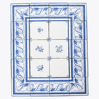 Carreaux de céramique faits à la main en porcelaine bleue et blanche chinoise, peints à la main, 123x123mm, adaptés aux murs de cuisine, de villa, d'hôtel, style moderne