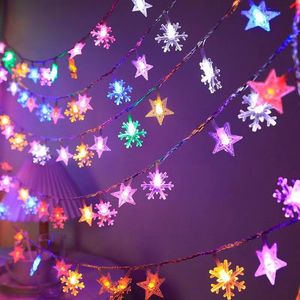 Lumières LED de Noël, flocons de neige, étoiles, lumières imperméables, décoration de Noël, lumières d'extérieur - Product Image 3