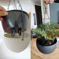 Pot Tanaman Gantung dari Rotan Plastik Tebal Bulat Kreatif untuk Balkon Luar Ruangan