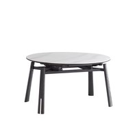 Table à manger ronde extensible en marbre moderne avec plateau en marbre blanc et pieds en bois, gain de place, pour 4 à 6 personnes, pour la maison et la cuisine