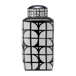 Ceramic <b>Vase</b> With Lid <b>Square</b> Decorative Jar For Home Living Room Bedroom Office Dining Decor - Product Image 1