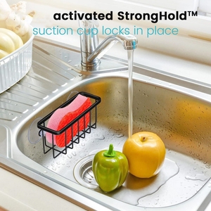 Organisateur <span class=keywords><strong>de</strong></span> <span class=keywords><strong>rangement</strong></span> pour évier <span class=keywords><strong>de</strong></span> cuisine petit support pour éponges savons épurateurs panier en fil métallique ouvert à séchage rapide avec ventouses solides - Product Image 4